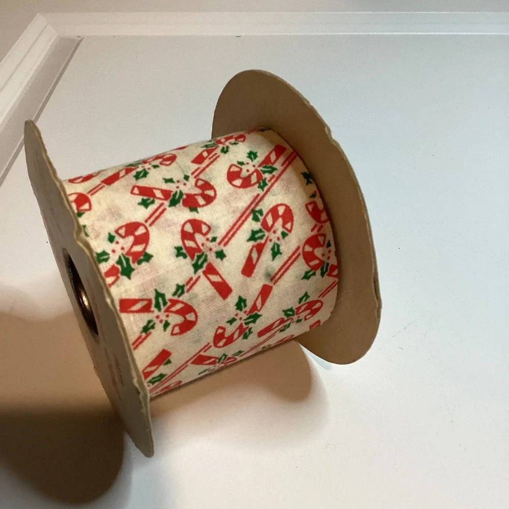 Vintage Princo Candy Cane Christmas Ribbon 2.5 Inch x 12 Yards Frayproof USA